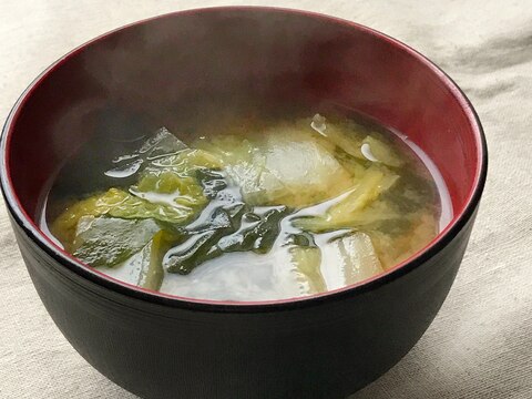 白菜の煮物リメイク味噌汁